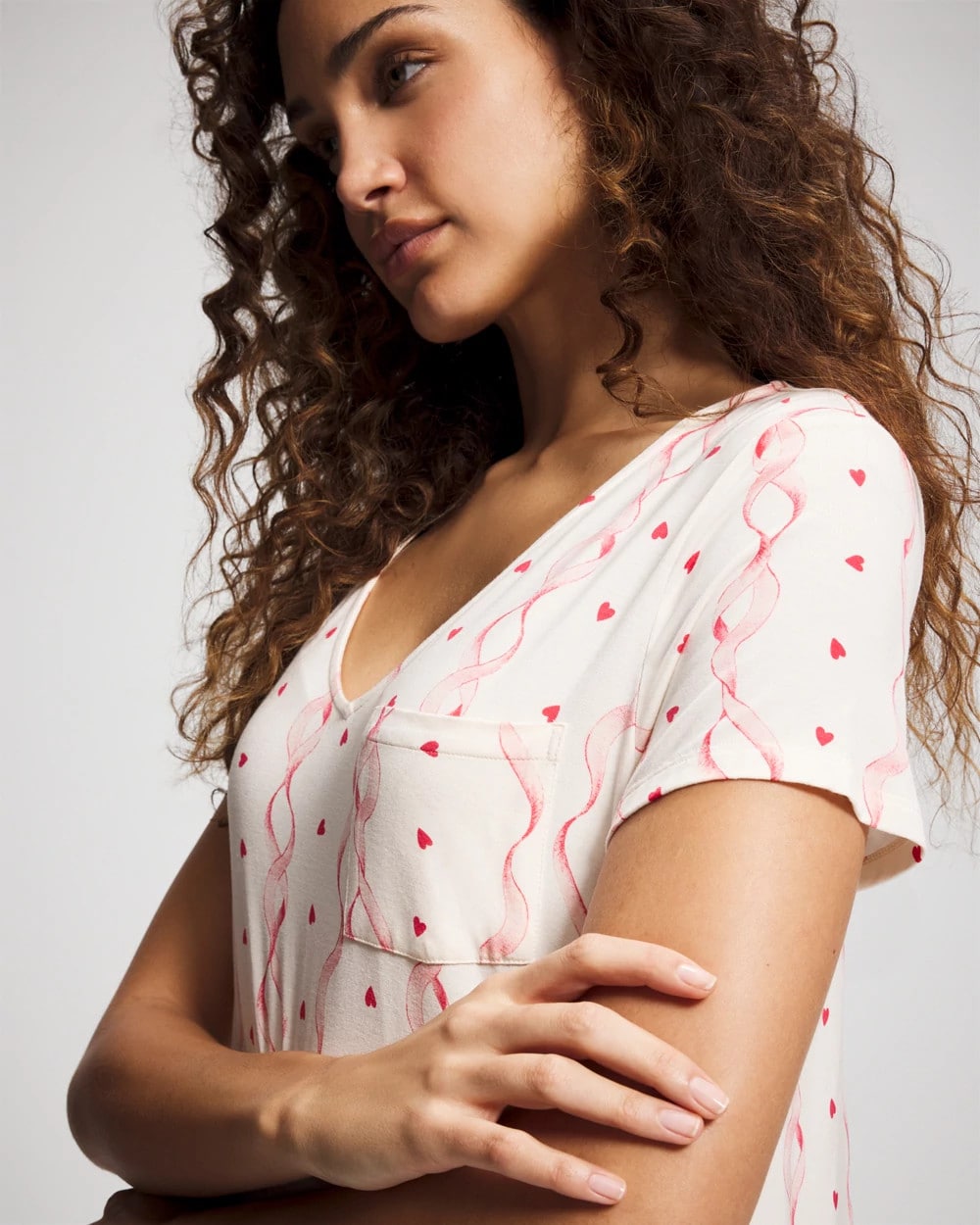 Soma / Short Sleeve Long Sleepshirt COQUETTE VALENTINE CHAMP