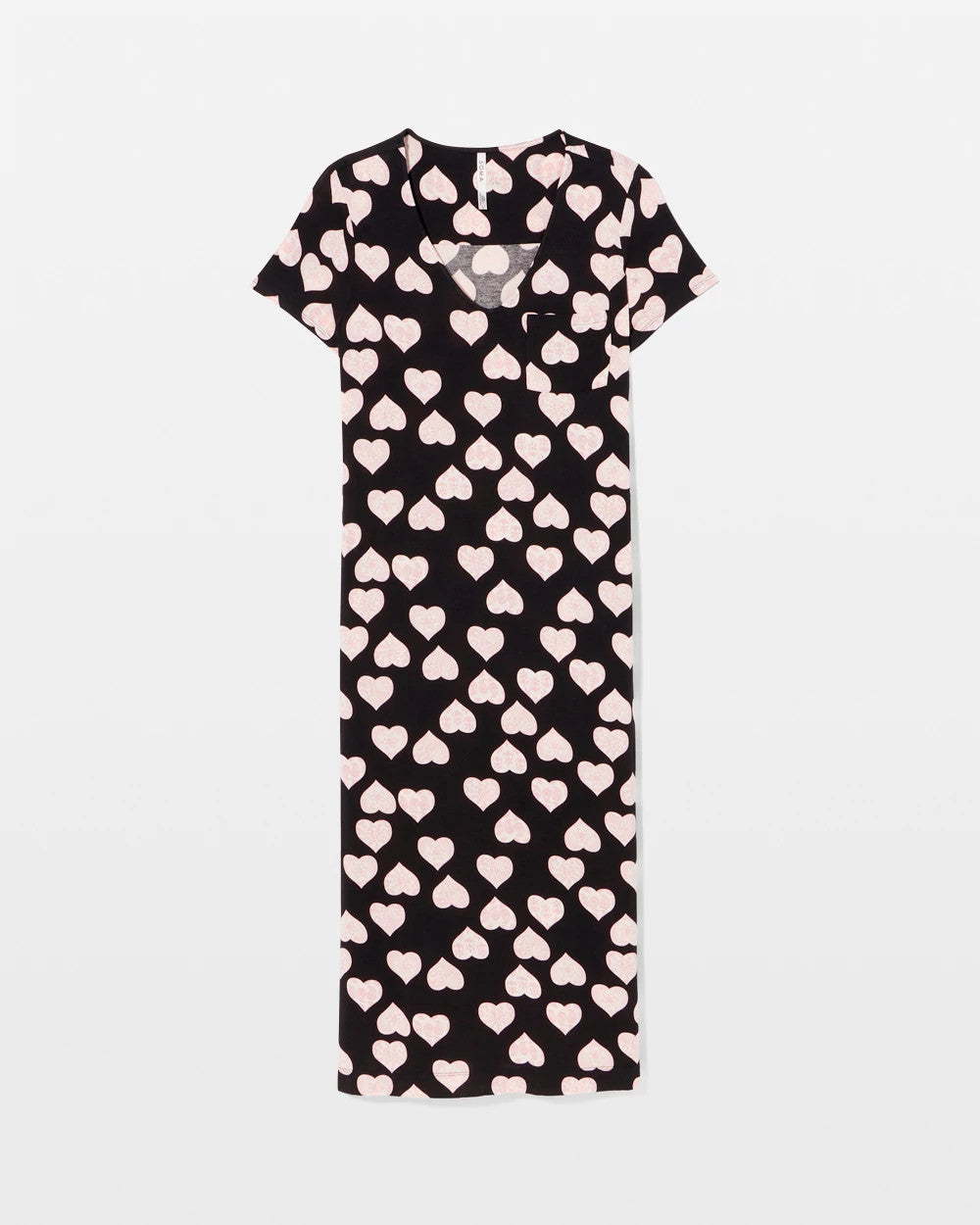 Soma / Short Sleeve Long Sleepshirt MANDALA HEARTS BLACK