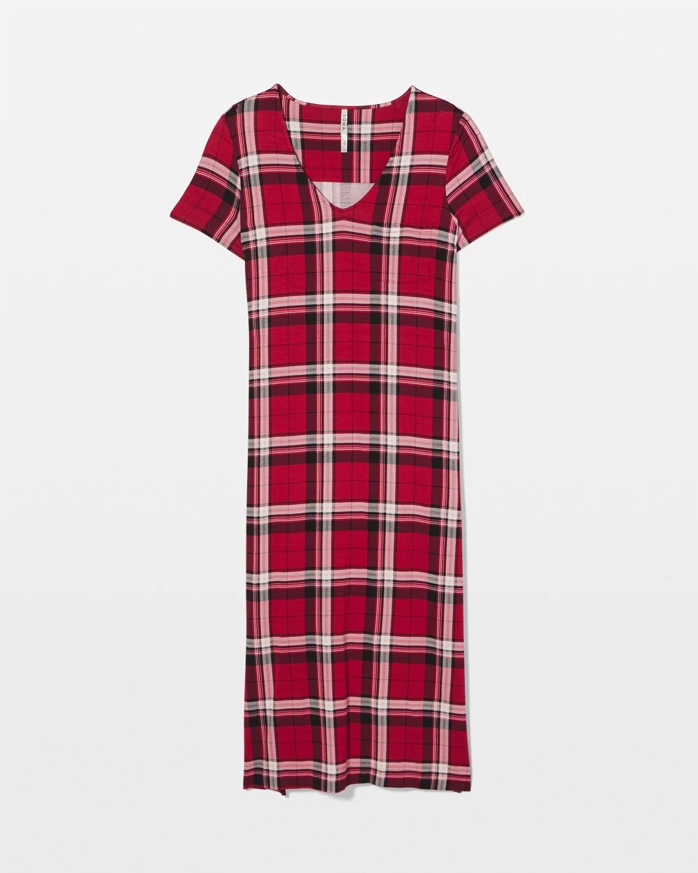 Soma / Short Sleeve Long Sleepshirt PERFECT PLAID RED