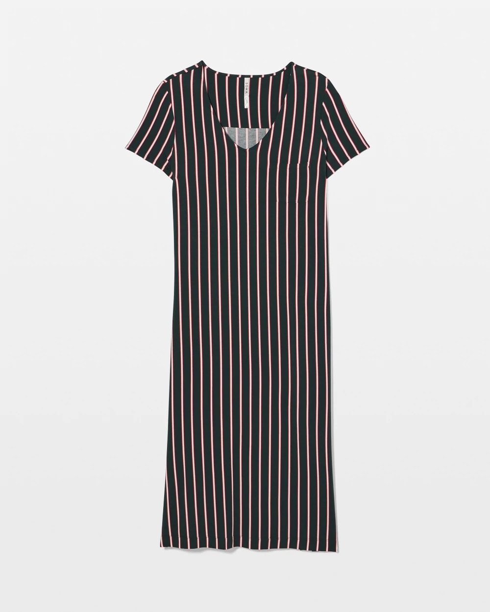 Soma / Short Sleeve Long Sleepshirt MIDNIGHT STRIPE GREEN JOL