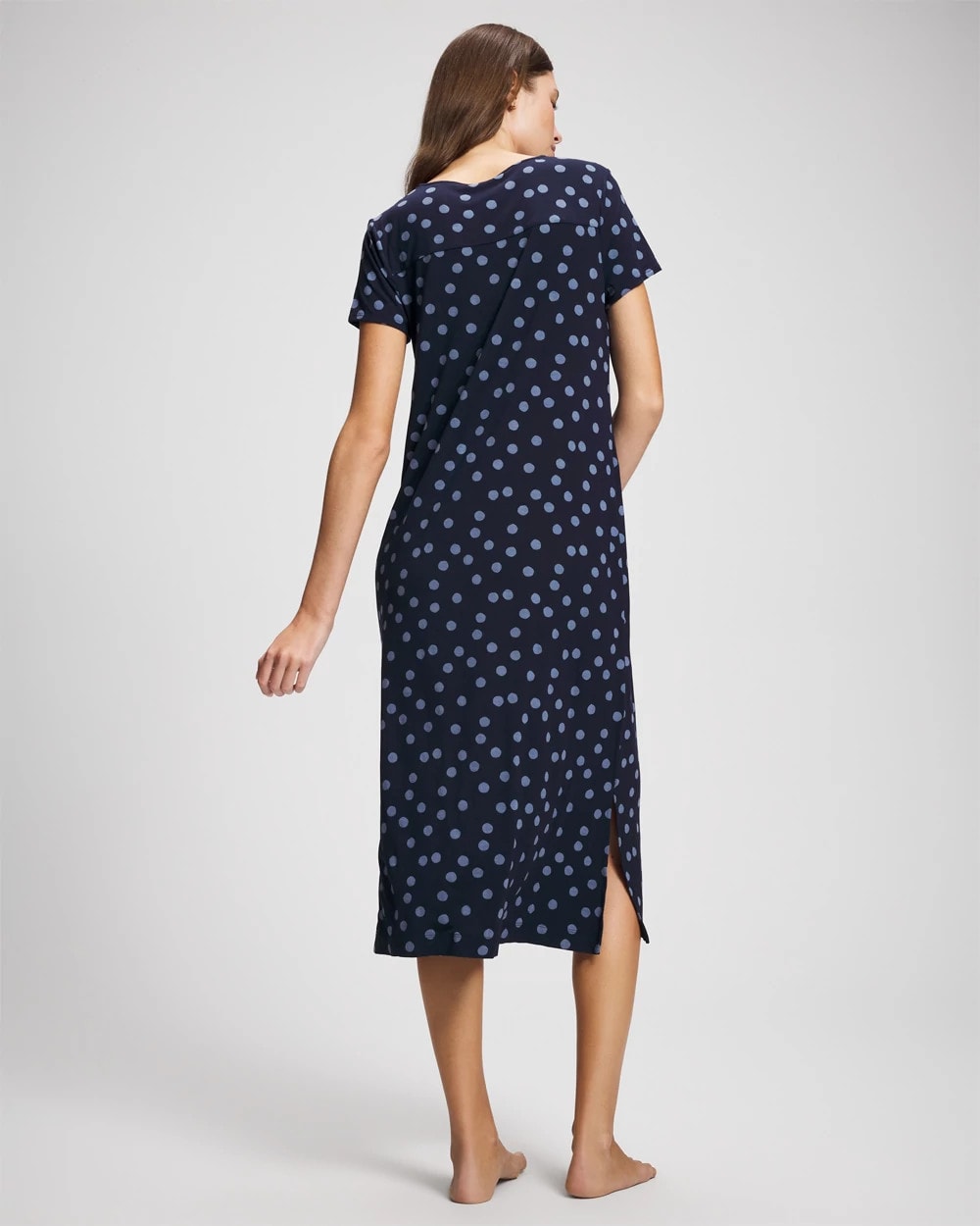 Soma / Short Sleeve Long Sleepshirt MOVEMENT DOT NAVY