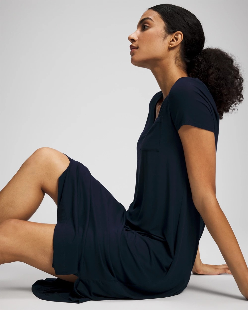 Soma / Short Sleeve Long Sleepshirt NIGHTFALL NAVY