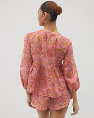 Soma / Cotton Voile Long Sleeve Pajama Top SHOW OFF PAISLEY P GUAVA