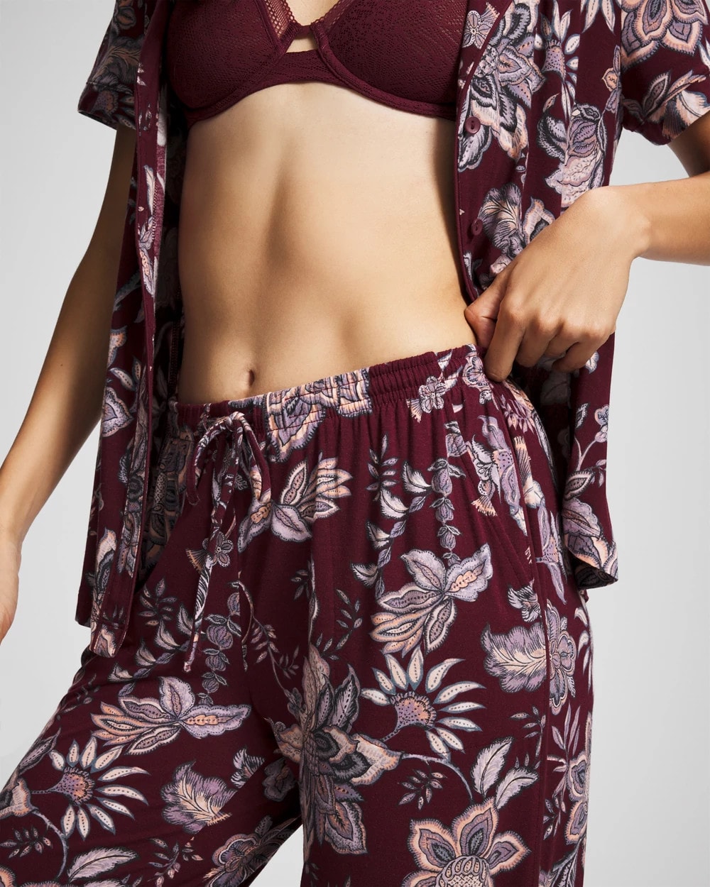 Soma / Piped Crop Pajama Pants PAISLEY SPLENDOR PLUM
