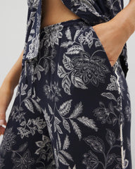 Soma / Piped Crop Pajama Pants MEANDERING GARDEN NAVY