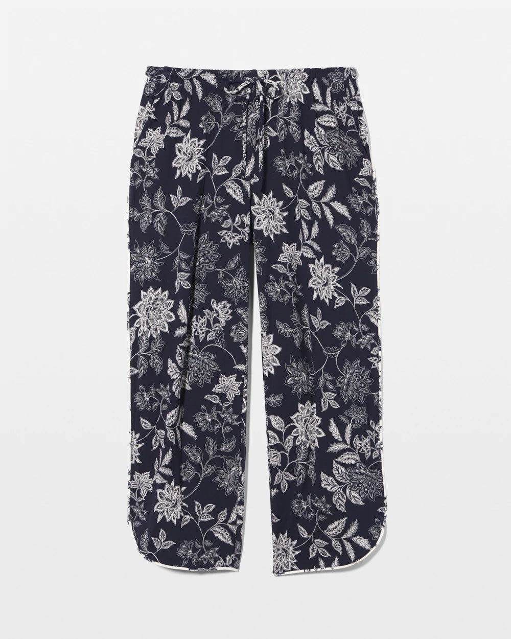 Soma / Piped Crop Pajama Pants MEANDERING GARDEN NAVY