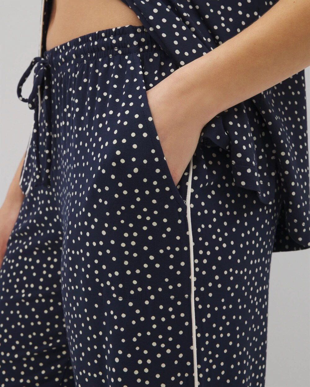 Soma / Piped Crop Pajama Pants DOT OBSESSED NAVY
