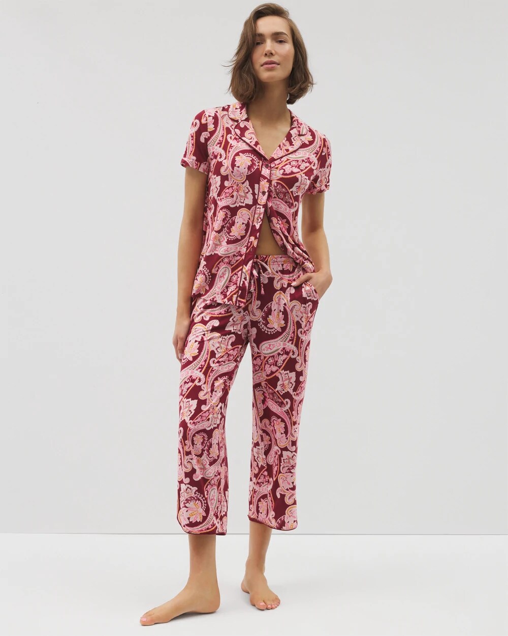 Soma / Piped Crop Pajama Pants KASHMIR PAISLEY KISS