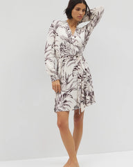 Soma / Long-Sleeve Short Robe PALM PERFECT CHAMPAGNE