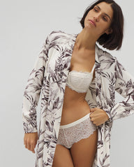 Soma / Long-Sleeve Short Robe PALM PERFECT CHAMPAGNE