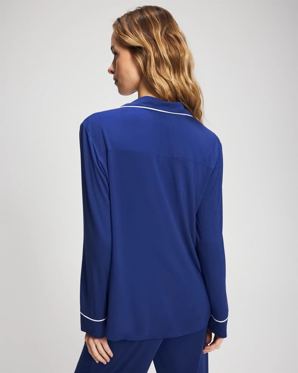 Soma / Long Sleeve Notch Collar w/ Piped Placket Pajama Top MAJESTY BLUE