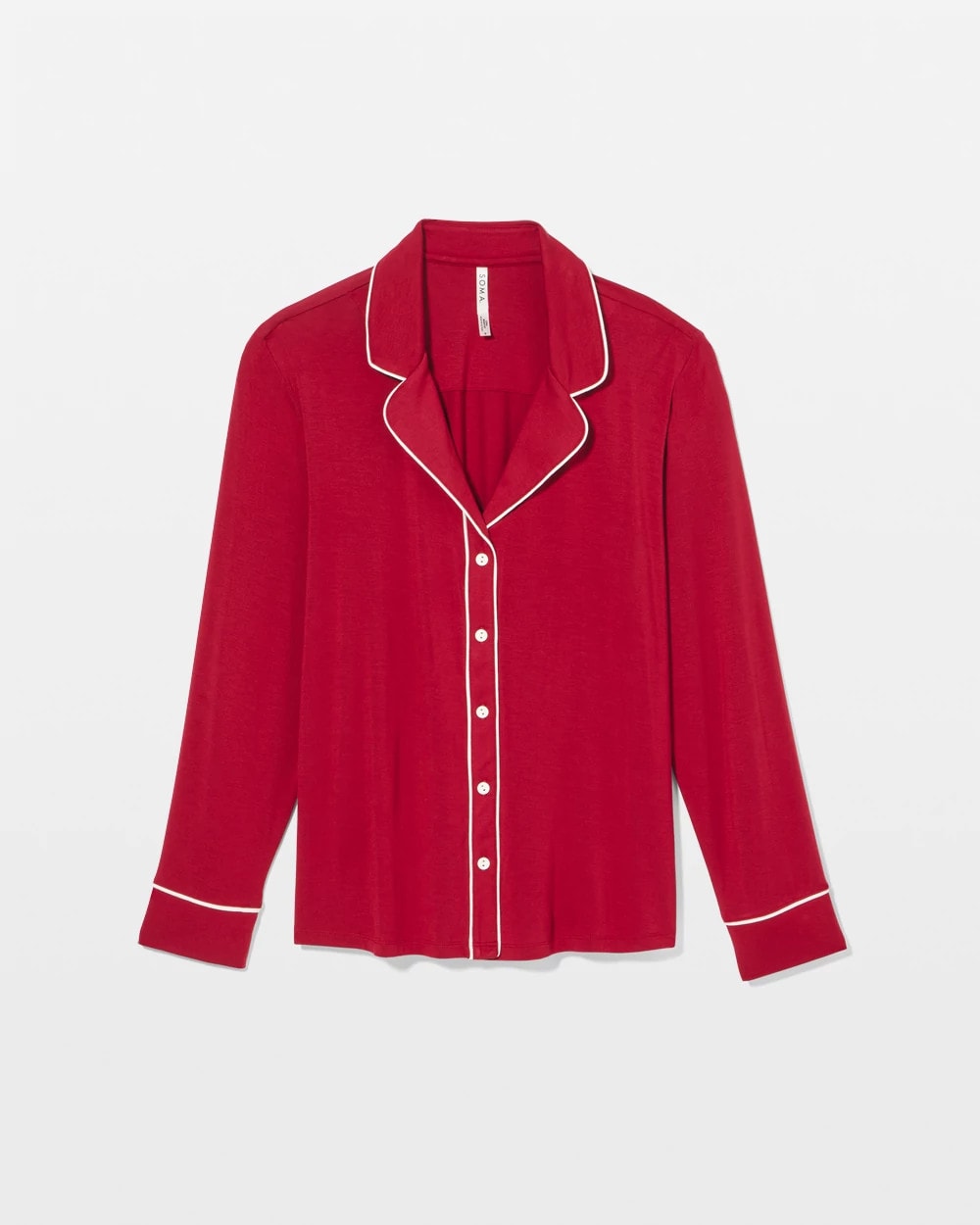 Soma / Long Sleeve Notch Collar w/ Piped Placket Pajama Top PAINT THE TOWN RED