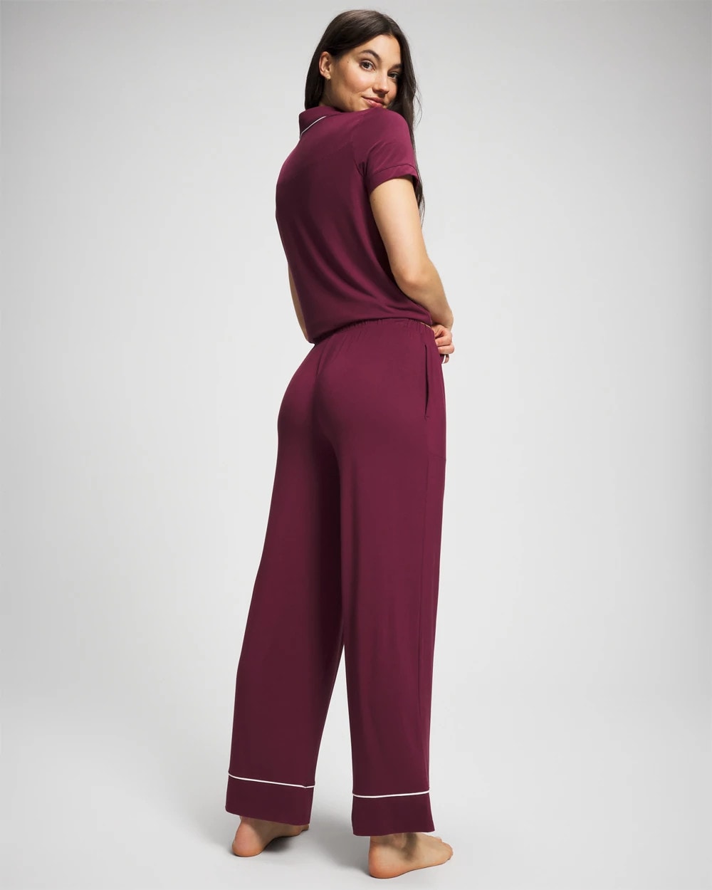Soma / Solid Piped Pajama Pant VELVET PLUM