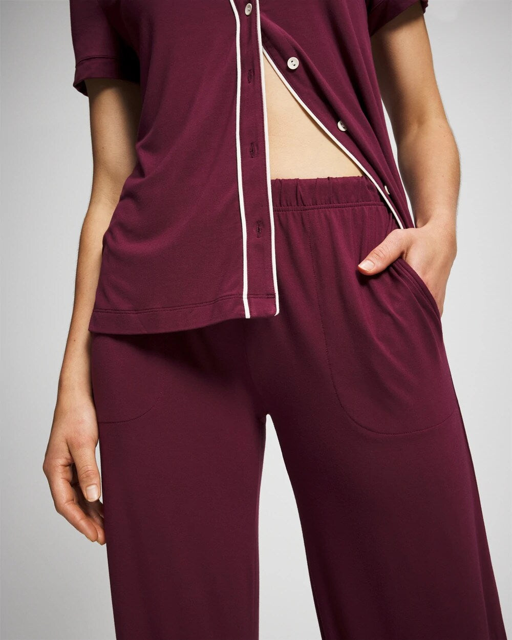 Soma / Solid Piped Pajama Pant VELVET PLUM