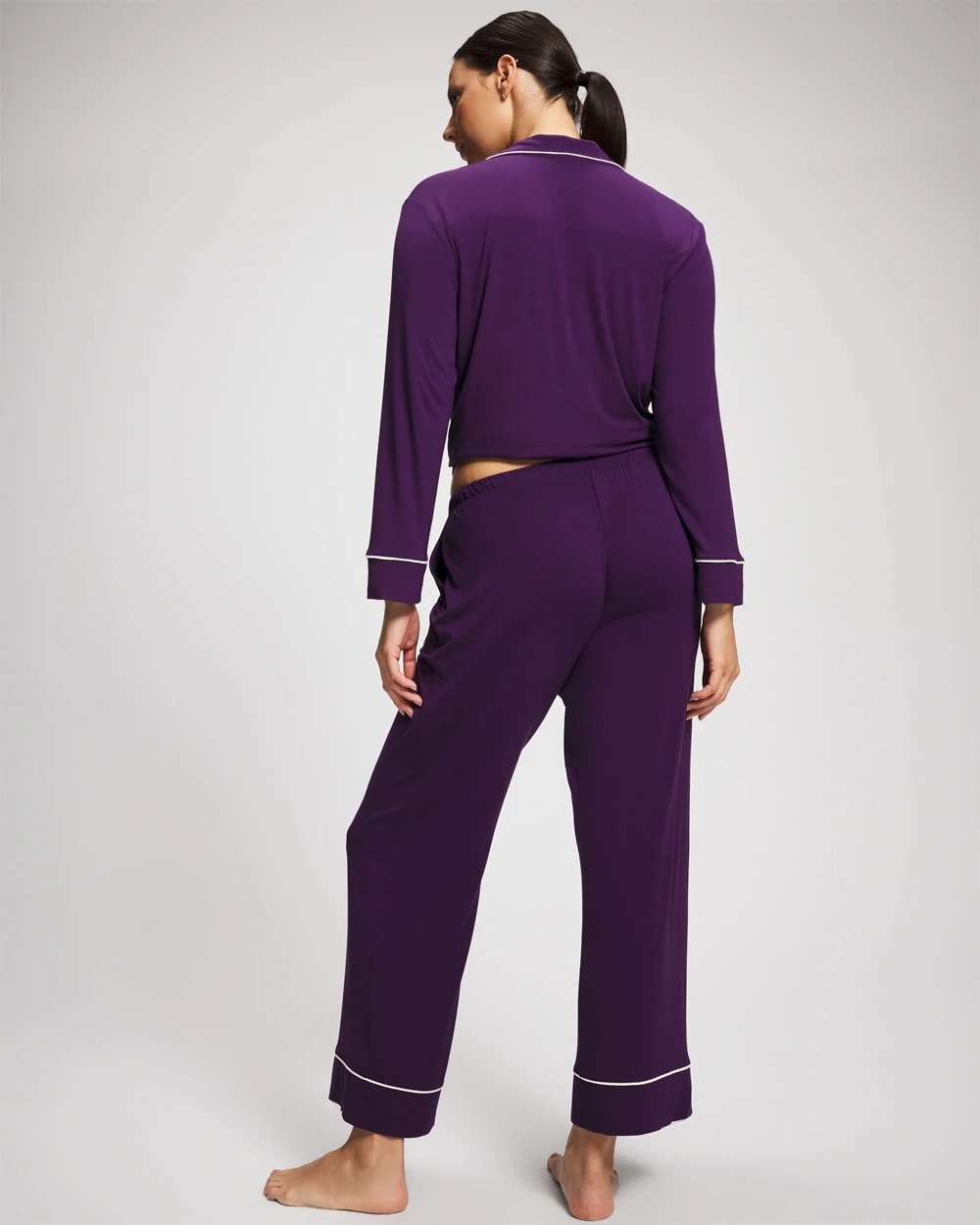 Soma / Solid Piped Pajama Pant BLACKBERRY