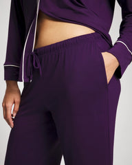 Soma / Solid Piped Pajama Pant BLACKBERRY