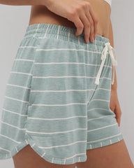 Soma / Curved Hem Pajama Shorts MINDFUL STRIPE HTHR JADE
