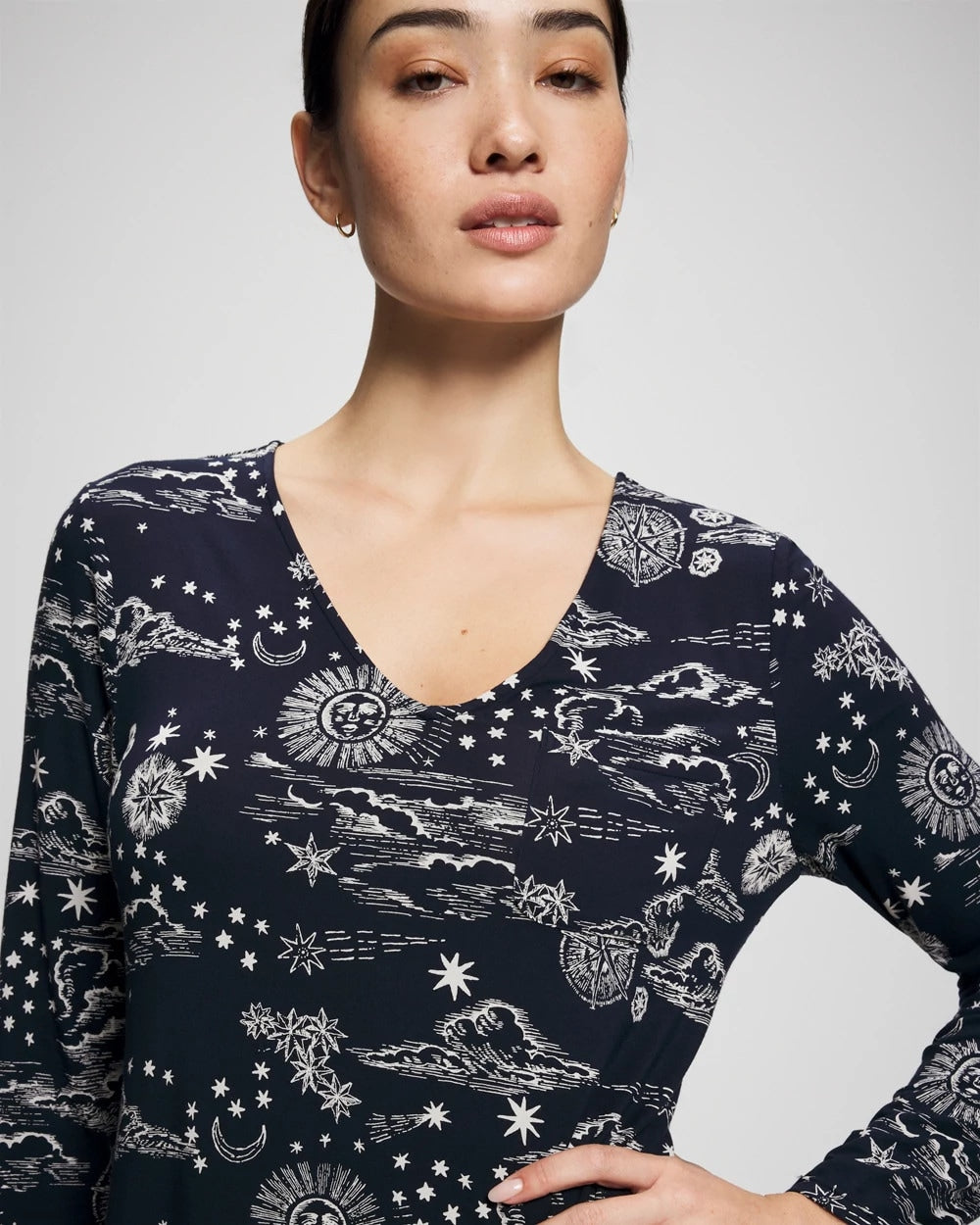 Soma / Long-Sleeve Sleepshirt COSMIC BALLET NAVY
