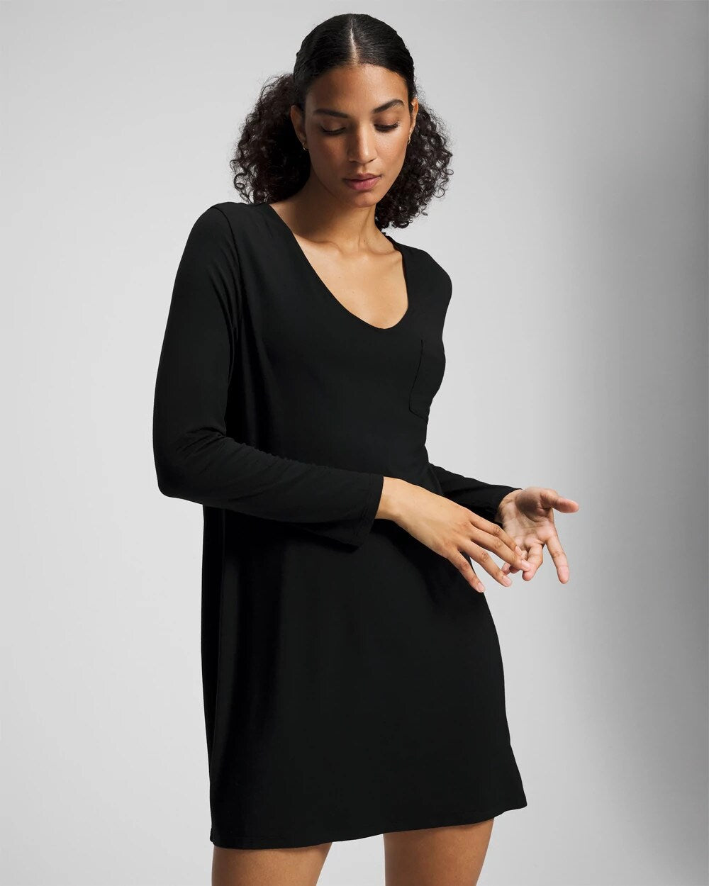 Soma / Long-Sleeve Sleepshirt BLACK