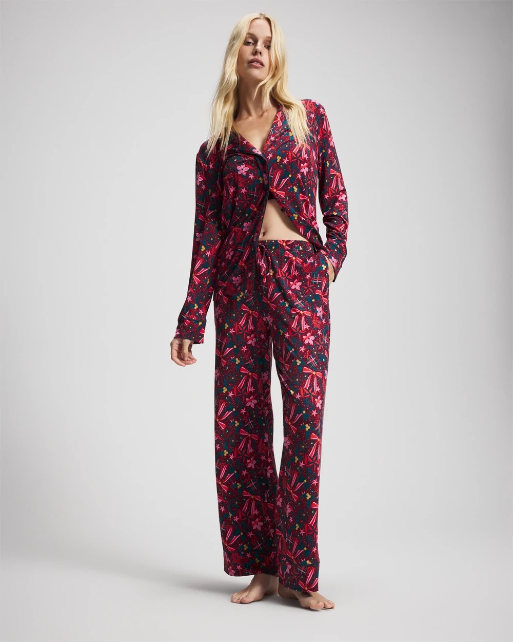 Soma / Printed Pajama Pant HOLLY JOLLY RED VELVET