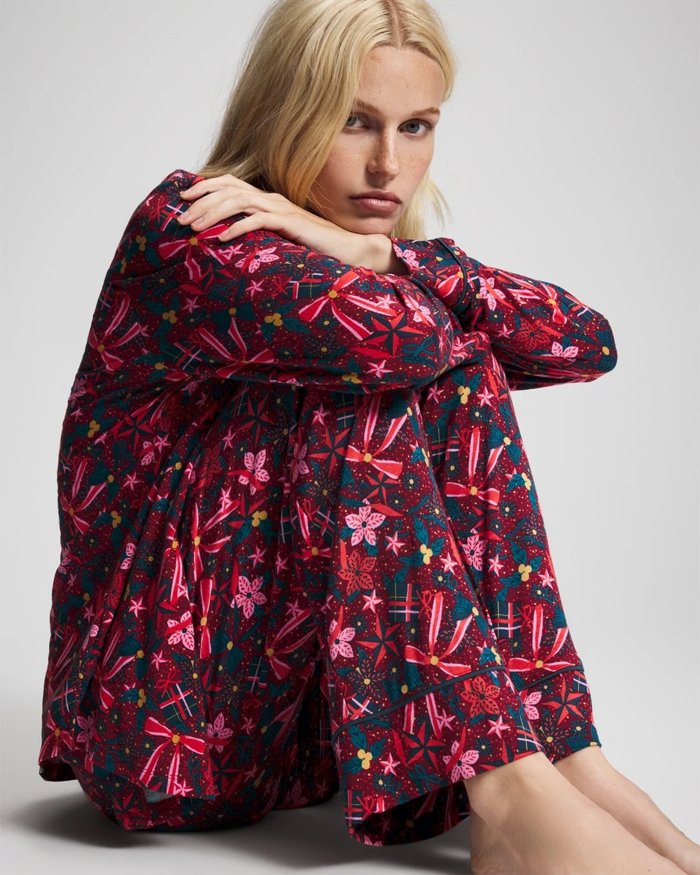 Soma / Printed Pajama Pant HOLLY JOLLY RED VELVET