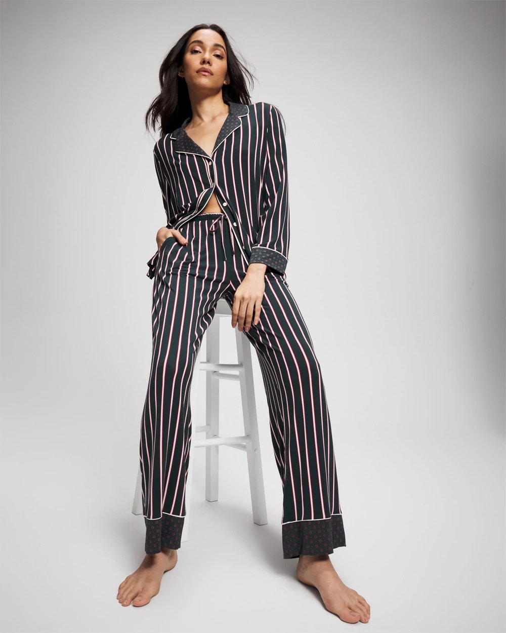 Soma / Printed Pajama Pant MIDNIGHT STRIPE GREEN JOL