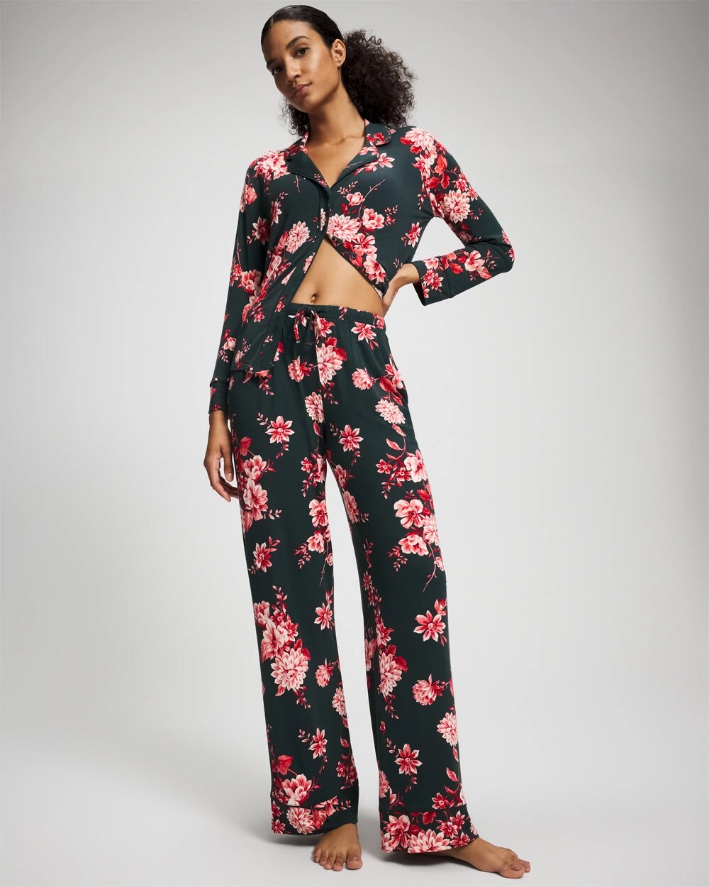Soma / Printed Pajama Pant COTTAGE FLORAL GREEN
