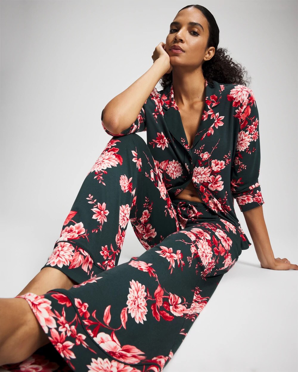 Soma / Printed Pajama Pant COTTAGE FLORAL GREEN