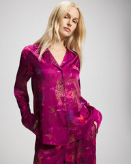 Soma / Long Sleeve Notch Collar Pajama Top WILD WONDERS MAGENTA