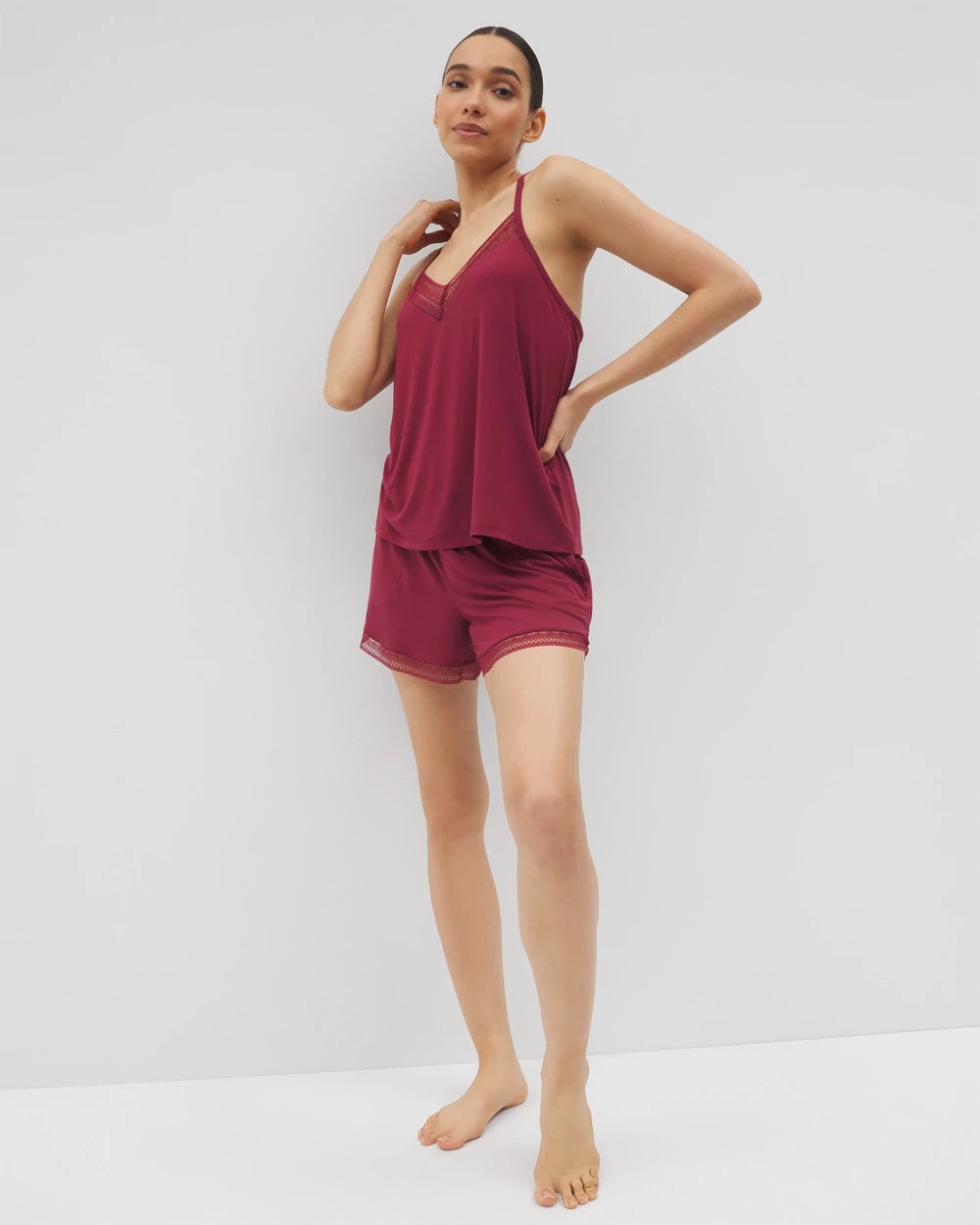 Soma / Geo Lace Pajama Short GARNET