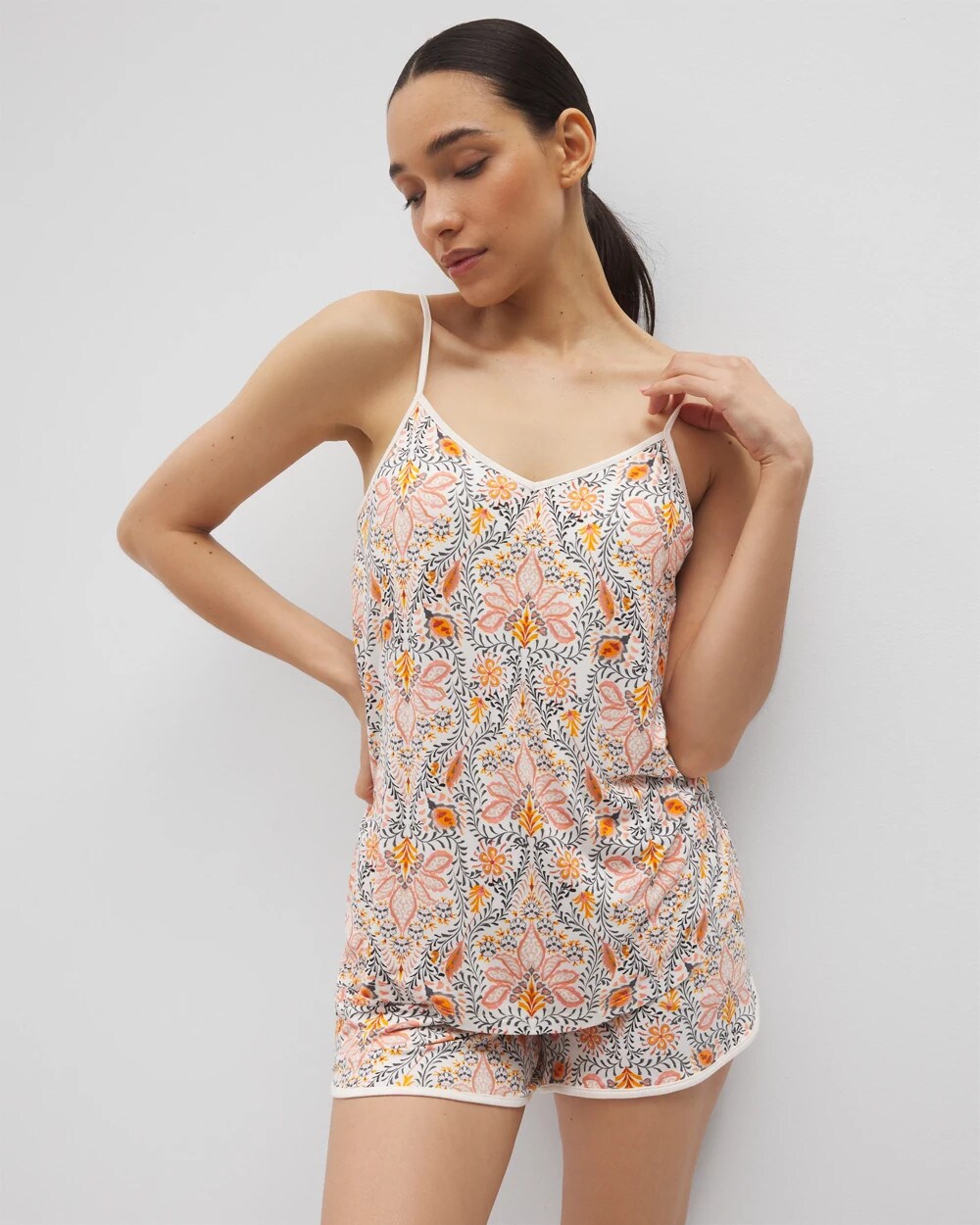 Soma / V-Neck Pajama Cami VINE PAISLEY CHAMPAGNE M