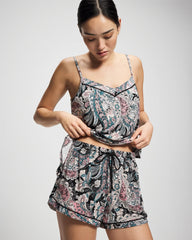 Soma / Relaxed Piped Pajama Short REGAL PAISLEY BLACK