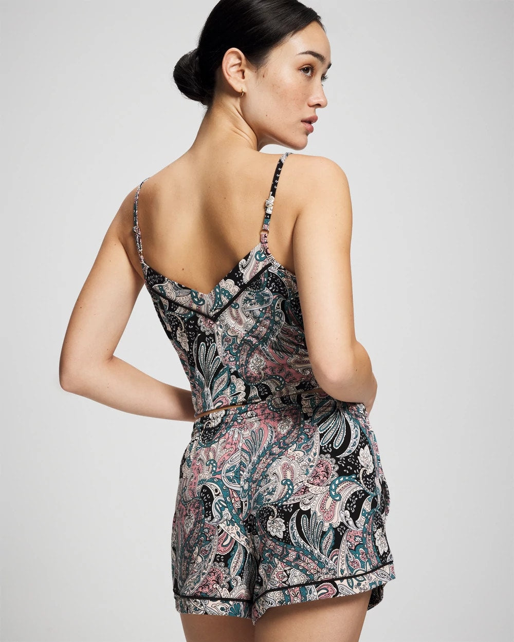 Soma / Relaxed Piped Pajama Short REGAL PAISLEY BLACK