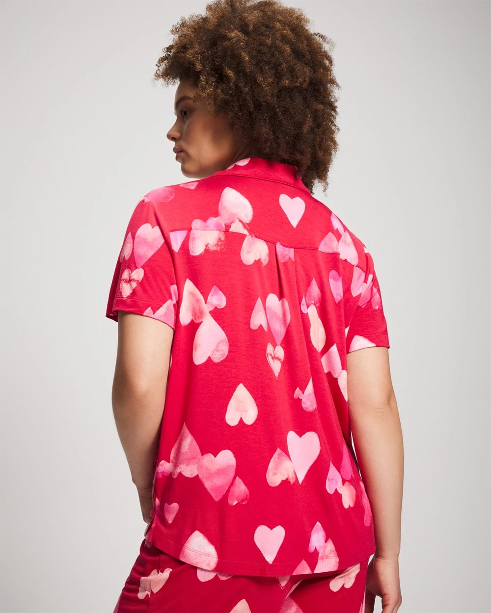 Soma / Short Sleeve Notch Collar Pajama Top WHOLE LOTTA LOVE RED
