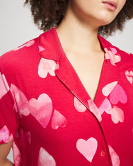 Soma / Short Sleeve Notch Collar Pajama Top WHOLE LOTTA LOVE RED