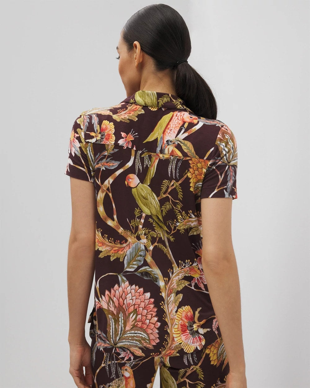 Soma / Short Sleeve Notch Collar Pajama Top PARROT-DISO PLUME G PLUM