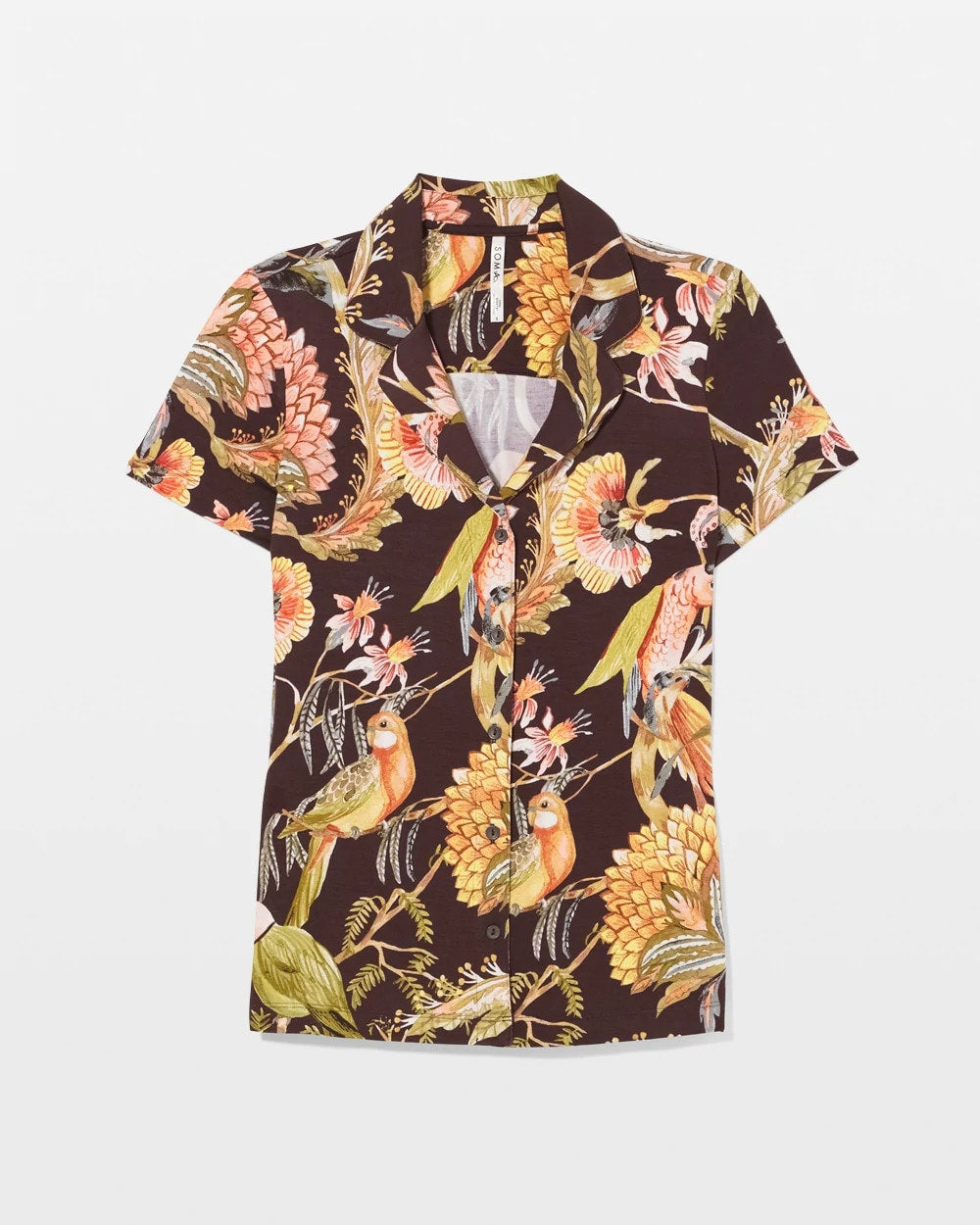 Soma / Short Sleeve Notch Collar Pajama Top PARROT-DISO PLUME G PLUM