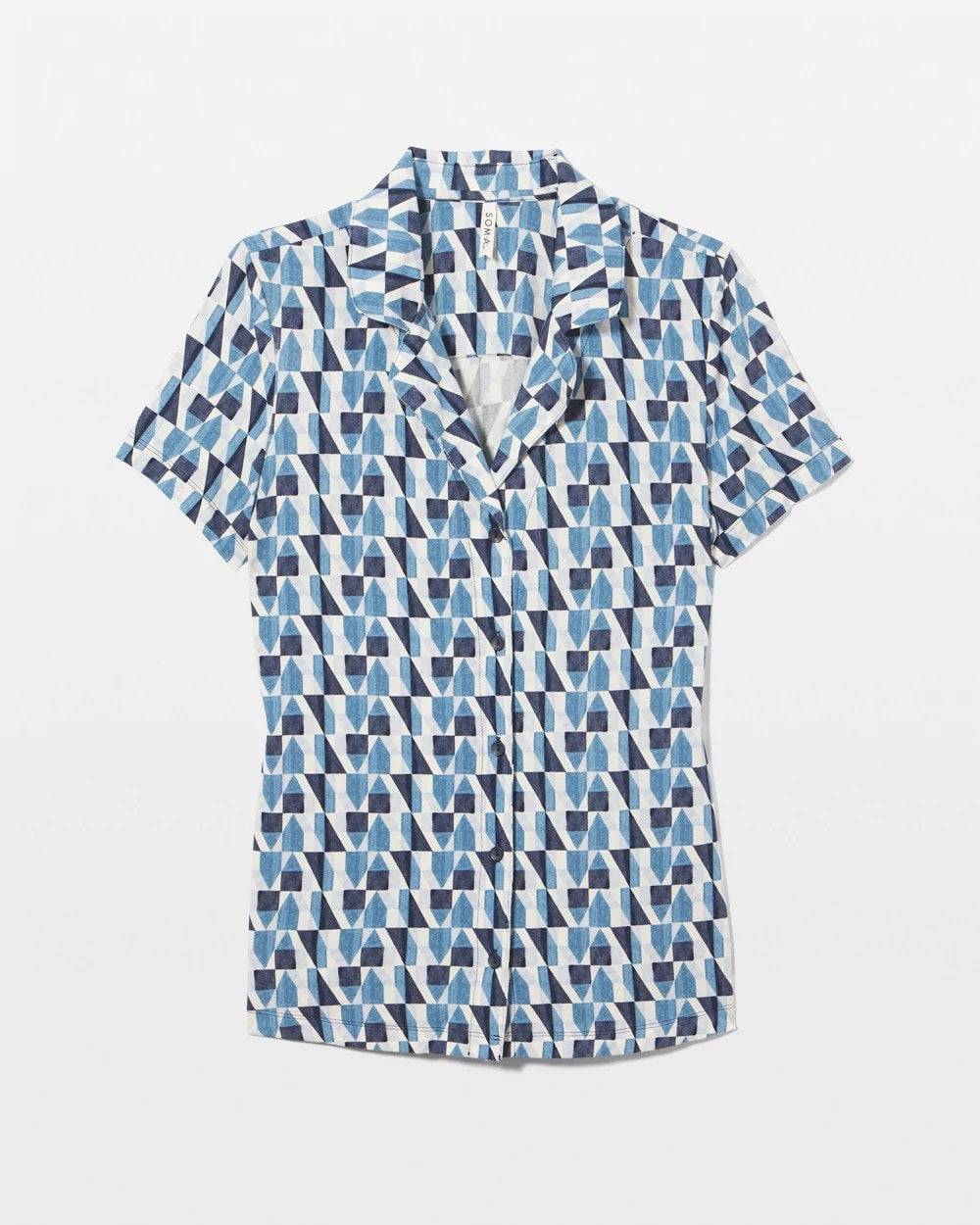 Soma / Short Sleeve Notch Collar Pajama Top PRISM GEO MID NAVY