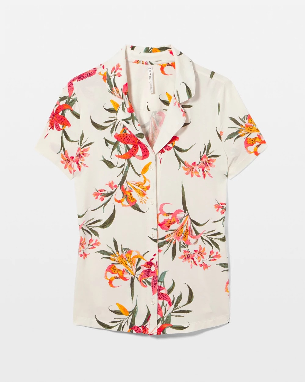 Soma / Short Sleeve Notch Collar Pajama Top LE TIGRE FLORA CHAMPAGNE
