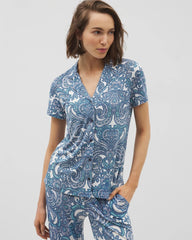 Soma / Short Sleeve Notch Collar Pajama Top SHOW OFF PAISLEY COCONUT