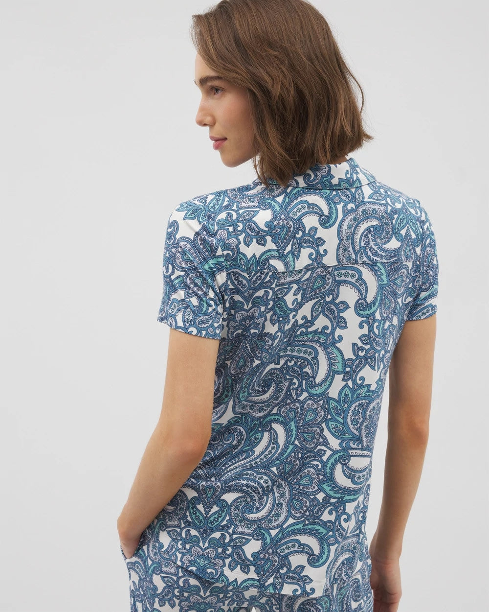 Soma / Short Sleeve Notch Collar Pajama Top SHOW OFF PAISLEY COCONUT