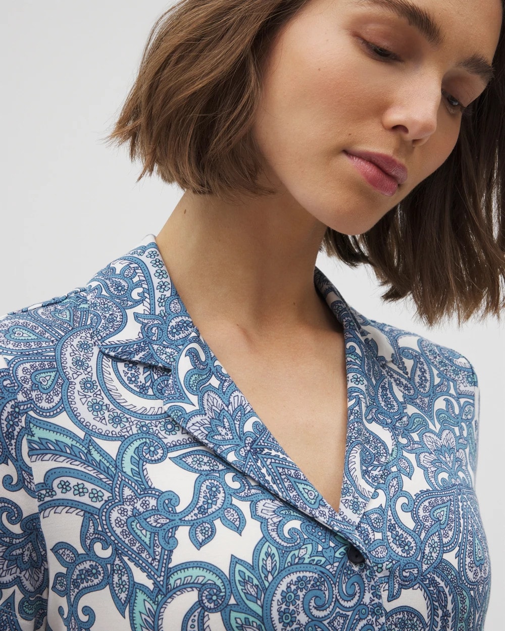 Soma / Short Sleeve Notch Collar Pajama Top SHOW OFF PAISLEY COCONUT