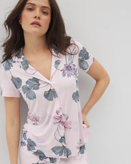 Soma / Short Sleeve Notch Collar Pajama Top FLORAL HAVEN SUGAR COATED