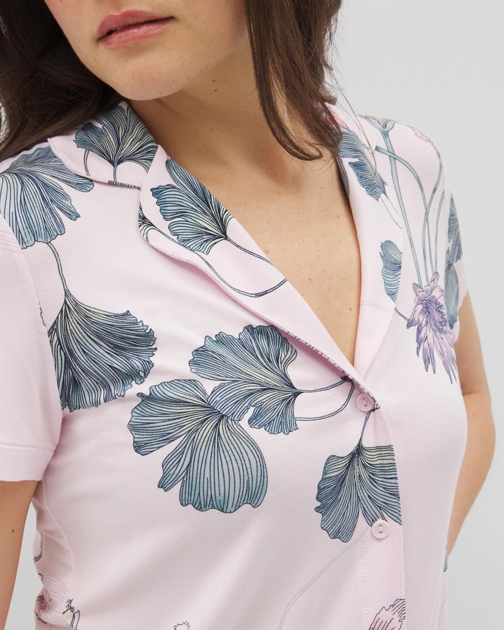 Soma / Short Sleeve Notch Collar Pajama Top FLORAL HAVEN SUGAR COATED