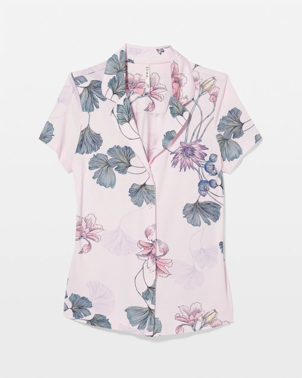 Soma / Short Sleeve Notch Collar Pajama Top FLORAL HAVEN SUGAR COATED