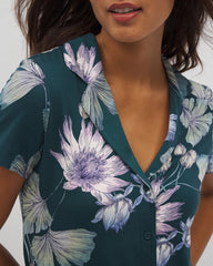 Soma / Short Sleeve Notch Collar Pajama Top HAVEN BOTANICAL DARK SEA