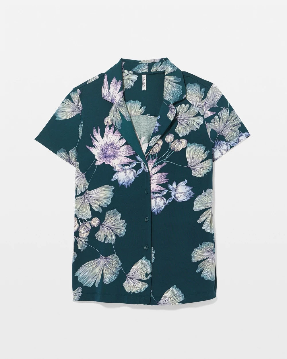 Soma / Short Sleeve Notch Collar Pajama Top HAVEN BOTANICAL DARK SEA