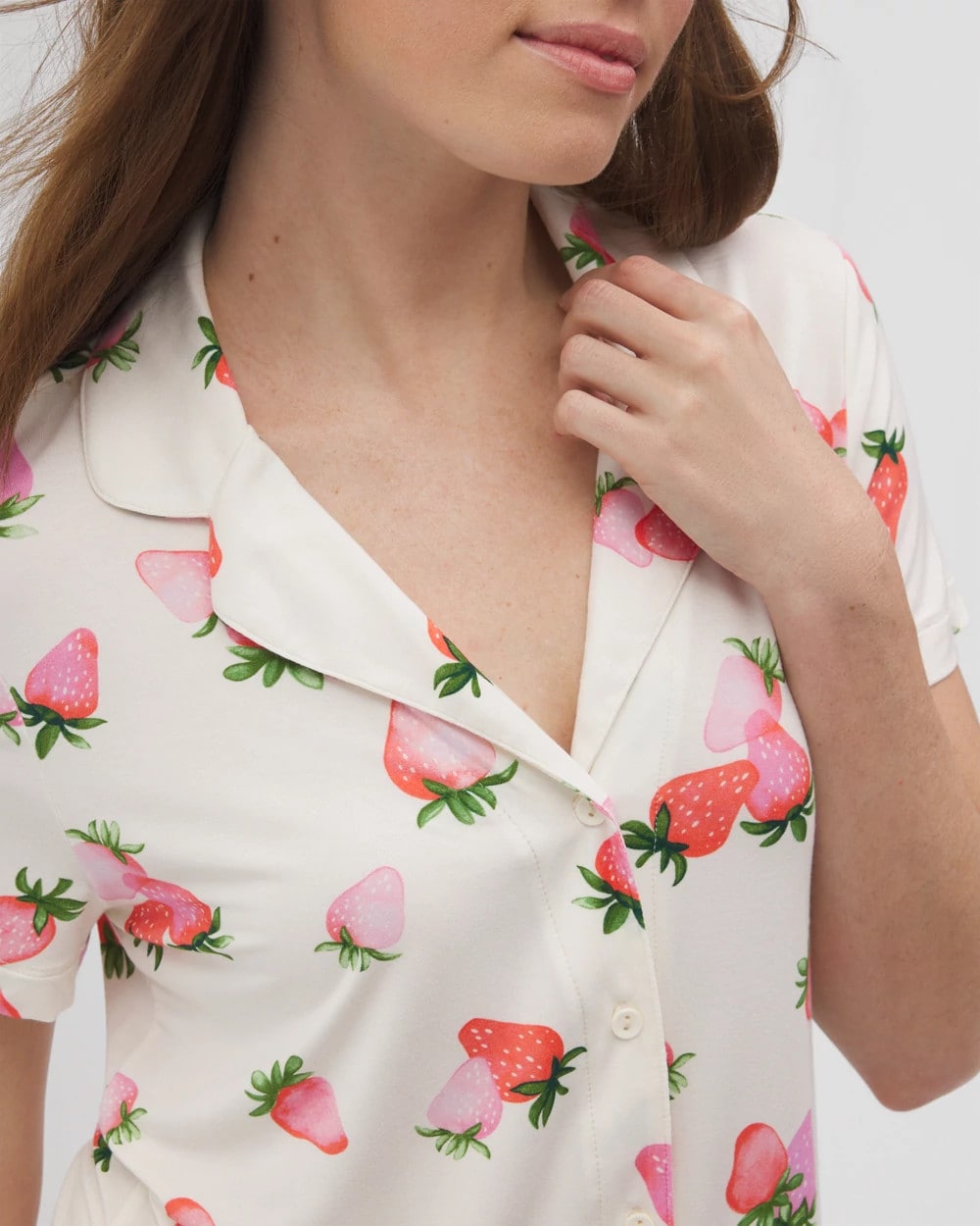 Soma / Short Sleeve Notch Collar Pajama Top BERRY BEST CHAMPAGNE
