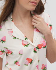 Soma / Short Sleeve Notch Collar Pajama Top BERRY BEST CHAMPAGNE