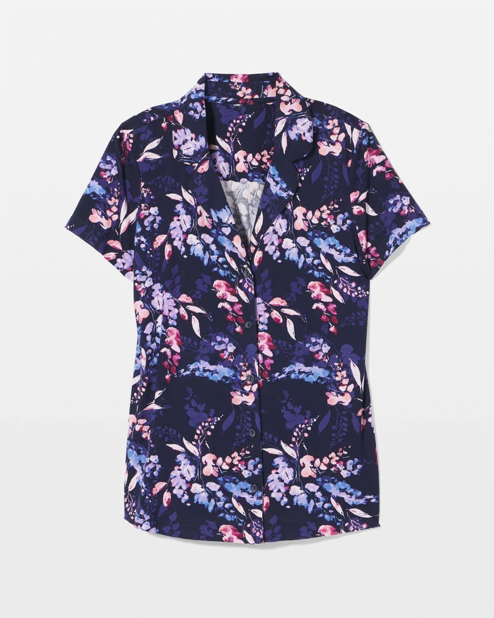 Soma / Short Sleeve Notch Collar Pajama Top BLOOM BRIGHTLY NAVY